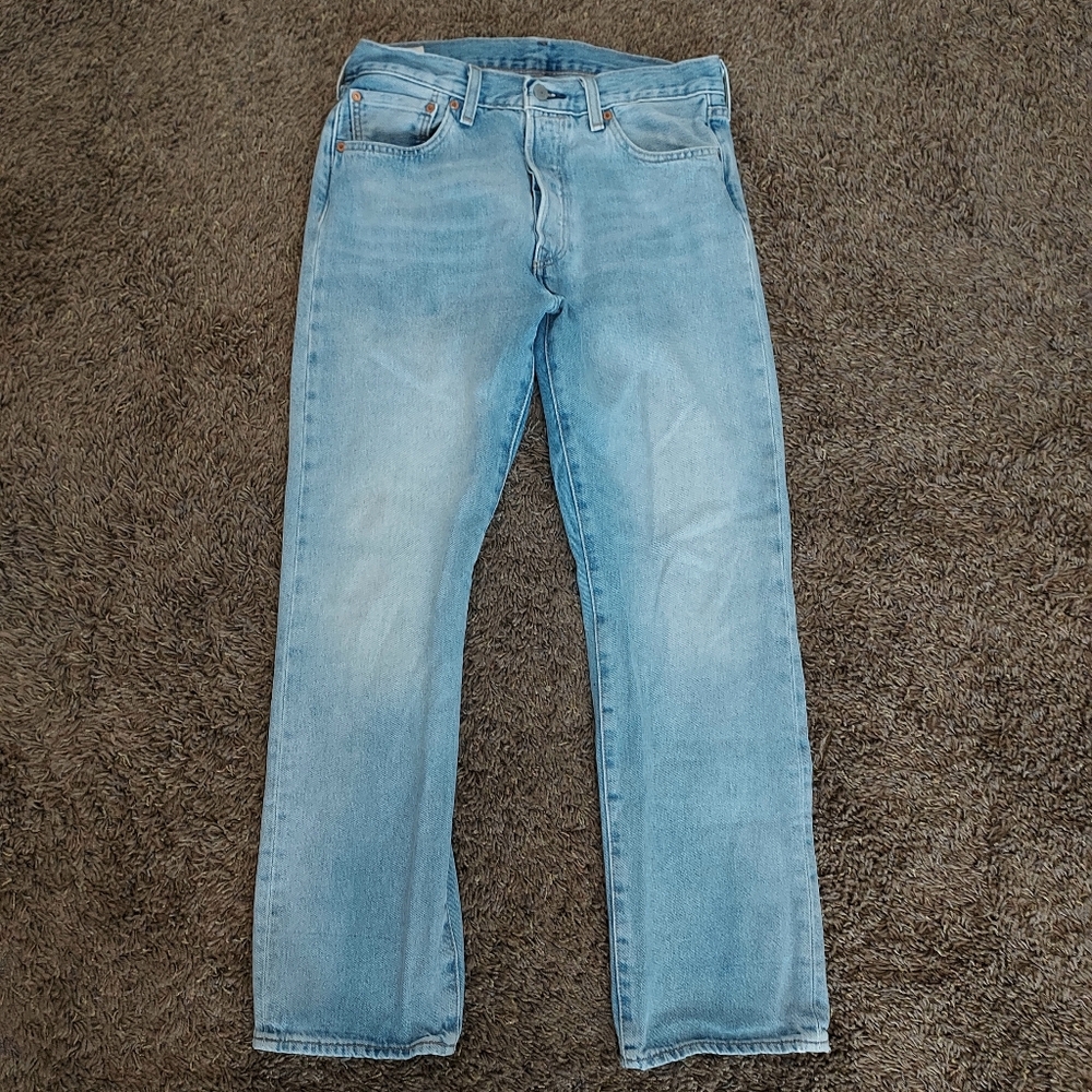 Levi's Premium 501 Original Fit Mens W 33 L 30 Light Blue